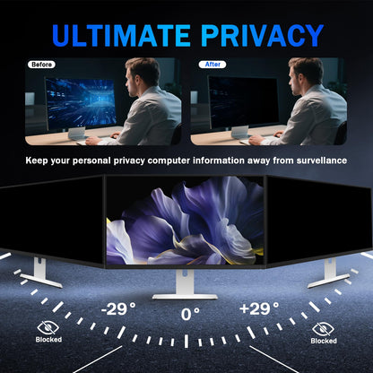 Phimoos [2 Pack] 24 Inch Magnetic Computer Privacy Screen for Monitor 16:9 Aspect Ratio Widescreen Monitor, Eye Protection Anti Glare Blue Light Filter, 24in Removable Black Anti Spy Protector Film