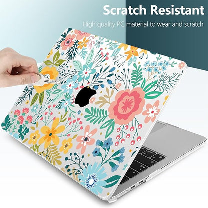TWOLSKOO for M4 MacBook Air 13.6 inch Case 2025-2022 Release M4 A3240 M3 A3113 M2 A2681, Plastic Hard Shell & Screen Protector & Keyboard Cover & Trackpad Film, Abstract Flower