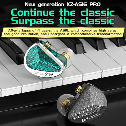 KZ AS16 PRO in Ear Monitor,8 BA Units on Each Side Wired Earphone with Detachable Cable HiFi IEM Earbuds,Stage Monitor Earphone HiFi Earbuds Headphone for Musician Audiophile(Cyan,Without Mic)