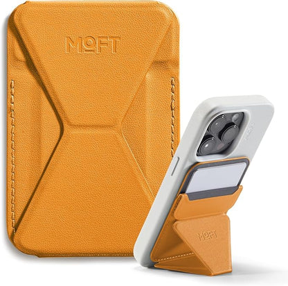 MOFT Magnetic Wallet Stand Compatible with iPhone 16/15/14/13/12 Series, Angle Adjustment MOVAS Phone Stand, Orange