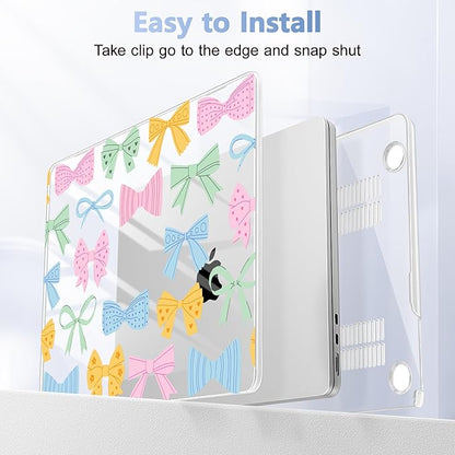 Case for MacBook Air 15 Inch 2025 2024 2023 Release M4 A3241 M3 A3114 M2 A2941, Hard Shell with Screen Protector & Keyboard Cover, Compatible with Touch ID, Colorful Bow