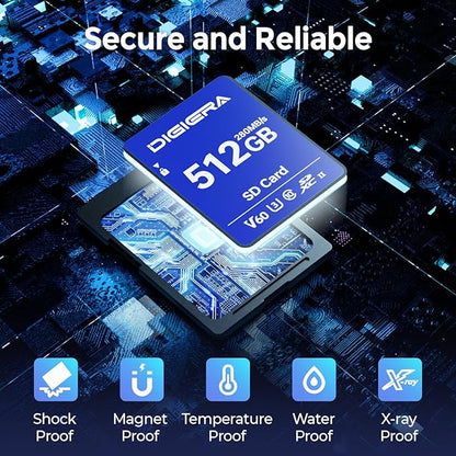 512GB LSU100 SDXC UHS-II Memory Card - up to 280MB/s, C10, U3, V60, 6K, SD Card for Computers, Digital Cameras, Home Theatre Devices, Car Navigation Systems (1 Pack)