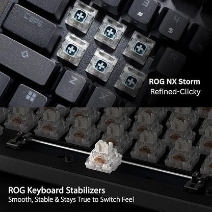 ASUS ROG Strix Scope II 96 Wireless Gaming Keyboard, Tri-Mode Connection, Dampening Foam & Switch-Dampening Pads, Hot-Swappable Pre-lubed ROG NX Storm Switches, PBT Keycaps, RGB-Black
