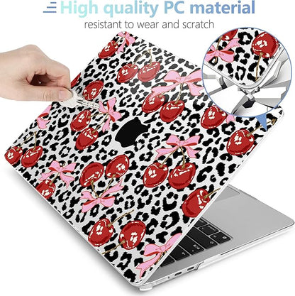 MEEgoodo Case for M4/M3/M2 MacBook Air 13.6 inch Case 2025 2024 2022, Fit Model A3240/A3113/A2681, Laptop Hard Shell with Keyboard Cover Compatible with MacBook Air 13 inch, Leopard & Cherry
