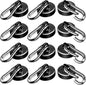 LOVIMAG Strong Magnetic Hooks, 70LBS Magnetic Hooks Heavy Duty Strong Neodymium Magnets with Carabiner Hook, Magnet Hooks with Swivel for Kitchen, Hanging, Cruise, Grill, Refrigerator - 12 Pack Black