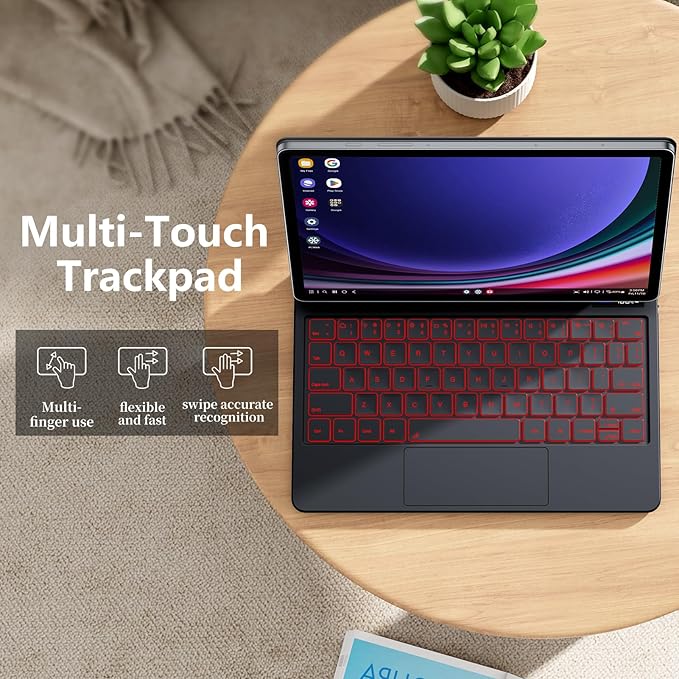 Magnetic Keyboard Case for Samsung Galaxy Tab S10 Lite/S10 FE/S9 FE 5G 10.9", S11/S9 11",Wireless Backlit Keyboard Case Floating Cantilever Stand Multi-Touch Trackpad with S Pen Slot,LED Display