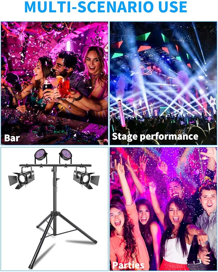 Bloazzup DJ Lights Stand 41-95 Inch, Heavy Duty DJ Stand 1 Pack, Adjustable Height Par Can Tripod Stage Light Stand 8ft, DJ Lighting T Bar Suitable for Stages, Bar, Banquet, Party