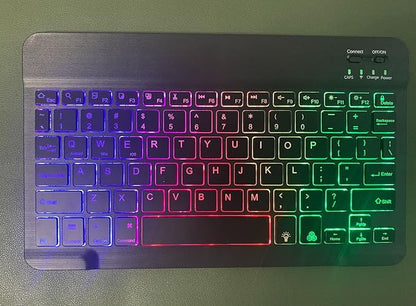 Keyboard Case for Galaxy Tab S6 Lite 10.4 Inch 2024/2022/2020, Slim Lightweight 7 Color Rainbow Backlight Detachable Magnetic Bluetooth Keyboard Cover with S Pen Holder,Teal