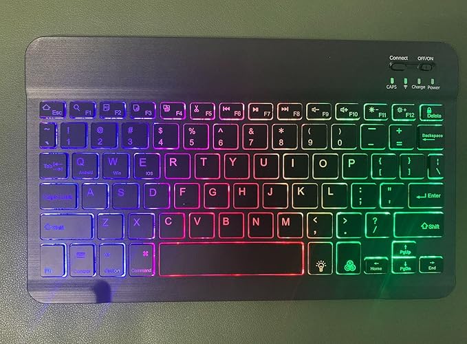 Keyboard Case for Galaxy Tab A9+/A9 Plus 11 Inch 2023, Slim Lightweight 7 Color Rainbow Backlight Detachable Magnetic Bluetooth Keyboard Cover with S Pen Holder,Black