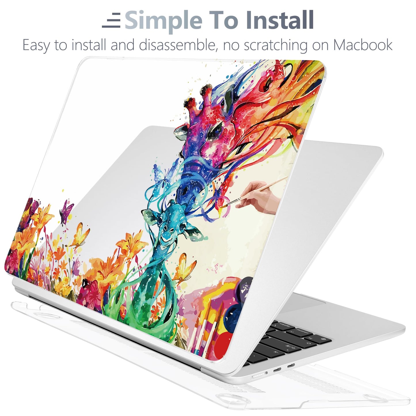 Batianda Premium Case for New MacBook Air 15 inch with M5 M4 M3 M2 Chip 2026 2025 2024 2023 Release, Designed Ultra-Slim Hardshell & Keyboard Cover & Screen Protector 4-in-1 Bundle, Colorful Deer