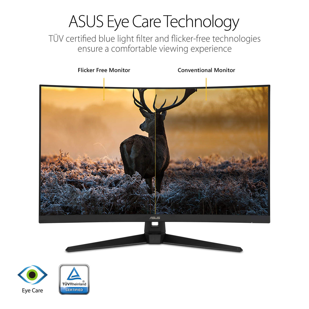 ASUS TUF Gaming VG328H1B 32” Curved Monitor, 1080P Full HD, 165Hz (Supports 144Hz), Extreme Low Motion Blur, Adaptive-sync, FreeSync Premium, 1ms, Eye Care, HDMI D-Sub