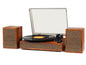 Vinyl Record Player with External Speakers, 3 Speed Vintage Stereo Turntable for Vinyl Records, Bluetooth Input, Auto Stop & Belt Driven System, RCA Out and Aux in - Brown