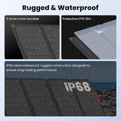 N-Type 16BB 50W Portable Solar Panels,Foldable Solar Panel Charger IP68 Waterproof with USB-A and USB-C Ports DC 18V Output for Small Power Station Outdoor Camping RV Trip
