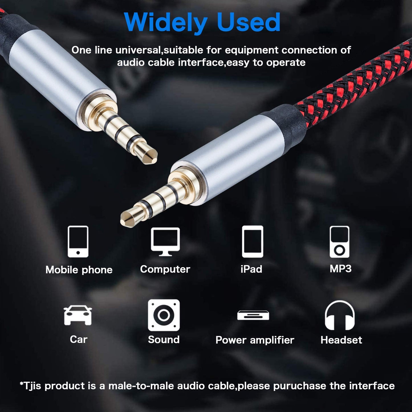 TaQaYa Male to Male Audio Cable 15Ft, 90 Degree TRRS 3.5mm 4 Pole Nylon Braided Stereo Aux Cable for Headphones, PS4, Phone, Tablet, Headset, PC, Laptop and More (15Ft)