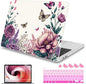 Mektron Designed Case for MacBook Pro 16 Inch A2141 Cover 2019 Release 16" with Liquid Retina Display/Touch ID, Plastic Hard Shell with Keyboard Skin & Screen Protector, Butterfly Flower C077