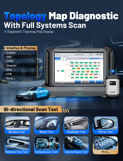 XTOOL IP919 PRO V2.0 ECU Programming Scan Tool, Topology Map OBD2 Scanner