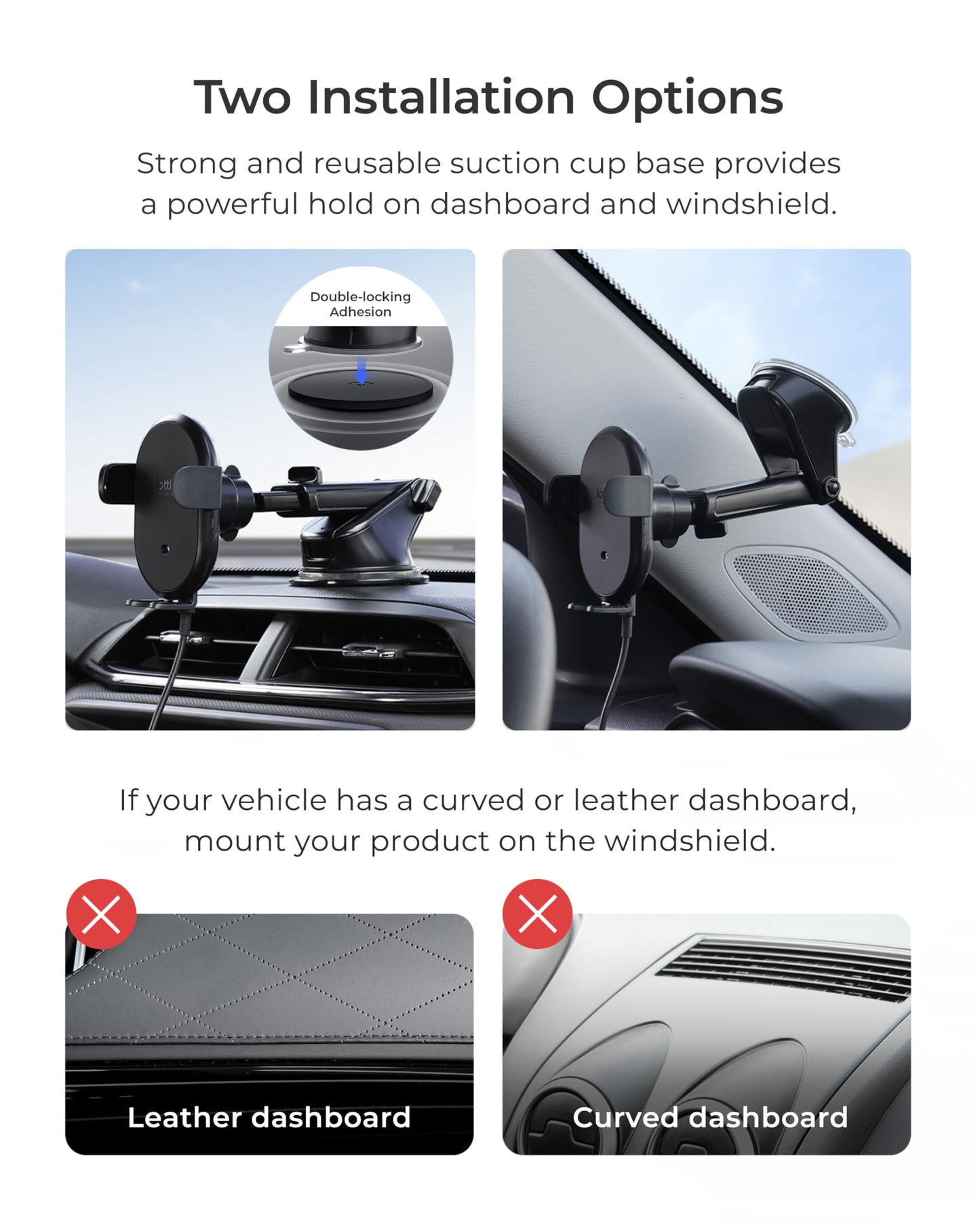 iOttie Auto Sense 2 Dash & Windshield Car Phone Holder with Qi Wireless Charging – Auto Clamping Phone Mount & Charger for iPhone, Google Pixel, Samsung Galaxy, Huawei, LG (Adapter Not Included)