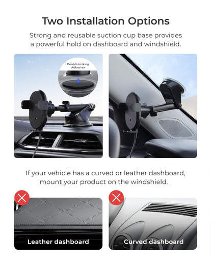 iOttie Auto Sense 2 Dash & Windshield Car Phone Holder with Qi Wireless Charging – Auto Clamping Phone Mount & Charger for iPhone, Google Pixel, Samsung Galaxy, Huawei, LG (Adapter Not Included)