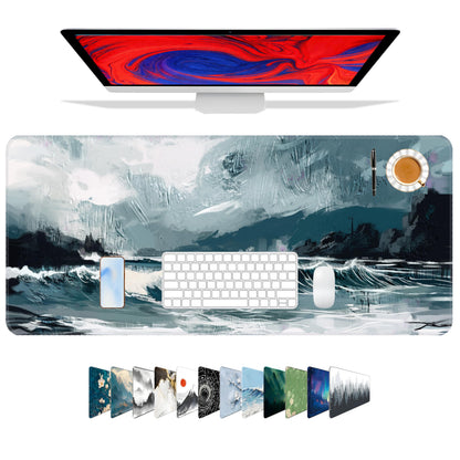 Galdas Gaming Mouse Pad XXL XL Large Long Extended Big Mousepad Non-Slip Rubber Keyboard Mouse Pad with Stitched Edges for Laptop Home Office (31.5x11.8x0.08 Inch) … (Ink Painting)