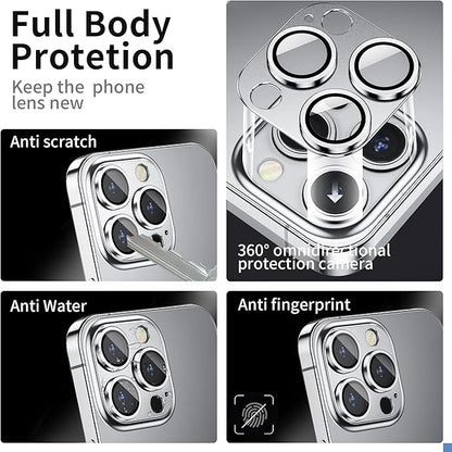 Camera Lens Protector for iPhone 14 Pro/iPhone 14 Pro Max, Alloy Metal Camera Cover with Tempered Glass Screen Protector Accessories,Case Friendly,Scratch Resistant,Easy to Install -Sliver