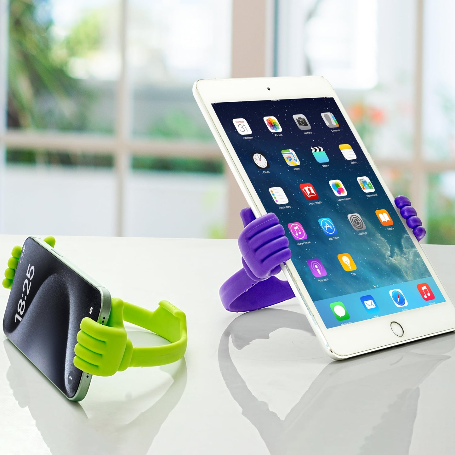 Honsky Thumbs-up Cell Phone Stand Holder, Tablet Stand Cradle for Desk Desktop Smartphone Cellphone Mobile Phone Tablets, Universal Adjustable Flexible, Purple