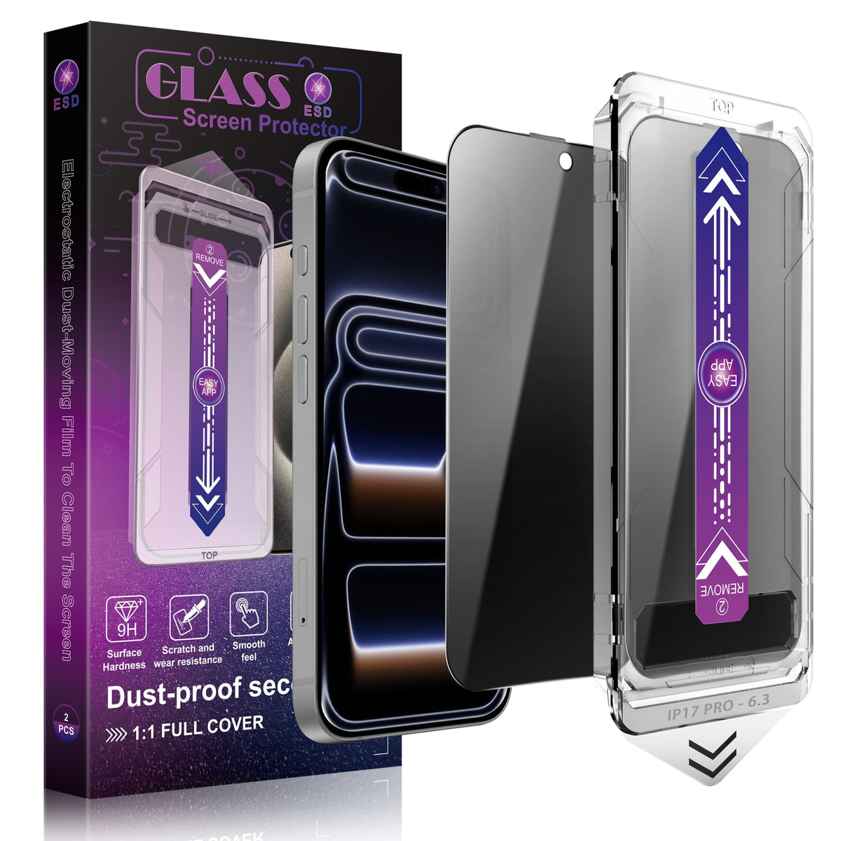 CHRYSHA 2-Pack Privacy Screen Protector for iPhone Air 6.5-Inch, Auto Dust Removal, No Bubbles,Anti-Spy Tempered Glass Film, Easy Installation
