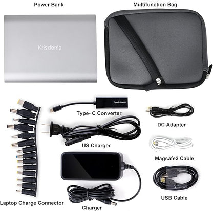 Krisdonia Portable Laptop Charger 185Wh/50000mAh Laptop Power Bank External Battery Pack for Laptop, Tablet, Projector, Smartphone and Others