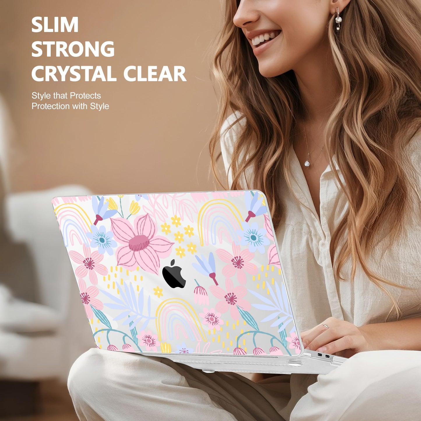 Lepeoac for MacBook Pro 16 inch Case 2019 2020 Release Model A2141, Plastic Hard Shell Cover with Keyboard Cover & Screen Protector for MacBook Pro 16 inch with Touch Bar & Touch ID, Florals