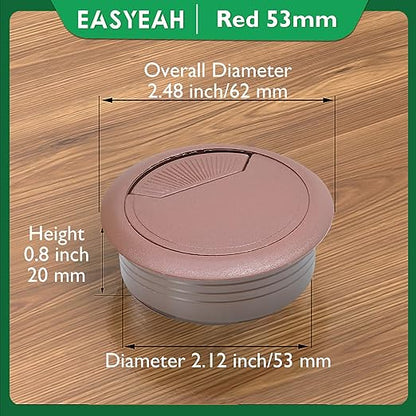 5 Pcs Desk Grommet 2-1/16" / 53 mm, Desk Cord Hole Cover, Cable Grommet ABS Plastic, Desk Hole Grommet for Home & Office Pc, Detachable Adjustable Cable Cord Organizer-Reddish Brown
