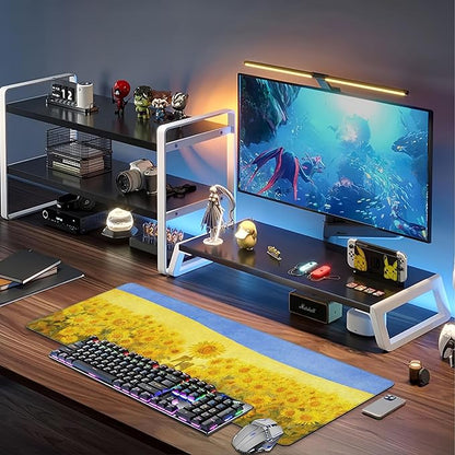 Field of Sunflowers Desk Mat,Large Sunflower Oil Painting Gaming Keyboard Mouse Pad,Non-Slip Rubber Base Desk Pad Thick Stitched Edges Waterproof Mousepad Mouse Mat 31.5"x11.8"