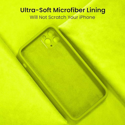 FireNova Designed for iPhone 13 Pro Case, Silicone Upgraded [Camera Protection] Phone Case with [2 Screen Protectors], Soft Anti-Scratch Microfiber Lining Inside, 6.1 inch, Fluorescent Green
