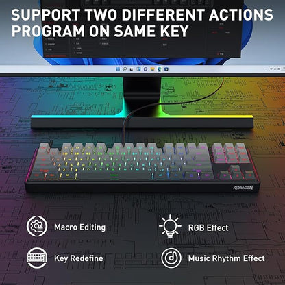 Redragon K707 HE Rapid Trigger Gaming Keyboard, 87 Keys TKL Wired Mechanical Keyboard w/Hyper-Fast Actuation Hall Effect Magnetic Switch, Actuation Point Adjustable, Side Printed PBT Gradient Keycaps