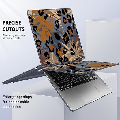Case for MacBook Air 15 Inch 2025 2024 2023 Release M4 A3241 M3 A3114 M2 A2941, Hard Shell with Screen Protector & Keyboard Cover, Compatible with Touch ID - Palm Leaf