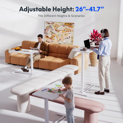 FLEXISPOT H7 28" Pneumatic Height-Adjustable Overbed Table with Wheels