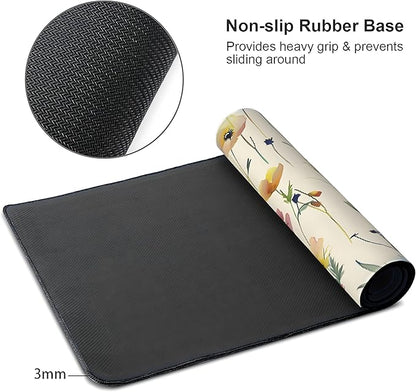 Wild Flowers Large Mouse Pad,Gaming Keyboard Desk Pad,Extended Mouse Mat Non-Slip Rubber Base with Stitched Edges for Office Game Home XXL 35.4"x15.7"