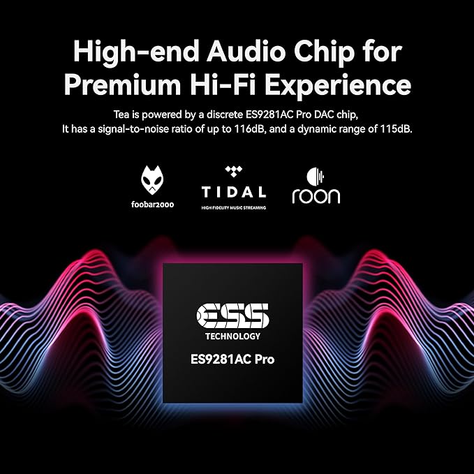 KHADAS Tea Portable Headphone Amplifier,DAC Magnetic Amplifier Bluetooth 5.0 HiFi Hi-Res USB DAC 32bit/384KHz, 1160mAh Battery ESS ES9281AC Pro Qualcomm QCC5125 LDAC/aptX HD, PCM, DSD, MQA(Grey)