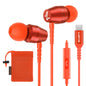 LUDOS OMNITONE Wired Earbuds in-Ear Headphones, 5 Year Warranty, Earphones with Microphone, 3.5 mm Jack Corded Ear Buds, Videoconference for iPhone, Samsung, Laptop, Kids, School Students - Red