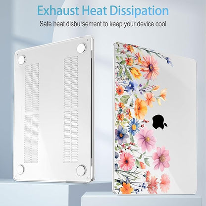 Mektron for 2025 M4 MacBook Air 13.6 Inch A3240 Case Fits 2023 A2681 M2 2024 A3113 M3 Chip with Liquid Retina Display Touch ID, Printed Plastic Hard Shell Cover for MacBook Air 13.6", Floral P165