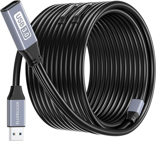 BlueRigger Active USB 3.0 Extension Cable 100FT (5 Gbps USB Extender Cord, in-Wall CL3 Rated) - Long USB Extension Cable for Webcam, VR Headset, Printer, Hard Drive, Keyboard, Mouse