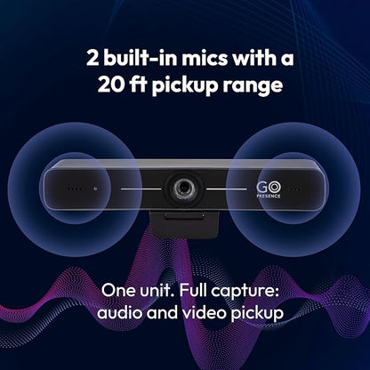 Smart 4K Compact Video Conference Camera – Ultra HD 120° Wide Lens, AI Auto-Framing, Noise-Cancelling Mics, 20ft Pickup, Plug-and-Play USB for All Video Conference Platforms – Small Rooms
