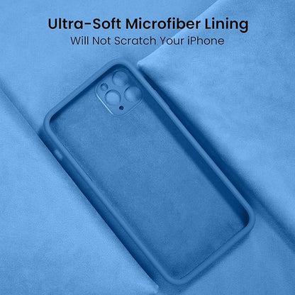 FireNova for iPhone 14 Pro Case, Silicone Upgraded [Camera Protection] Phone Case with [2 Screen Protectors], Soft Anti-Scratch Microfiber Lining Inside, 6.1 inch,Blue