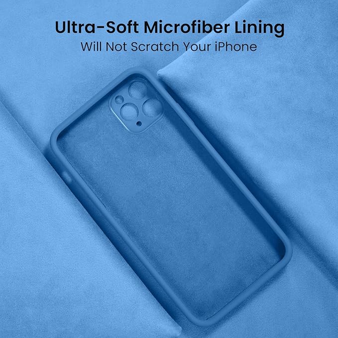 FireNova Designed for iPhone 13 Pro Case, Silicone Upgraded [Camera Protection] Phone Case with [2 Screen Protectors], Soft Anti-Scratch Microfiber Lining Inside, 6.1 inch, Blue