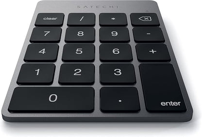 Satechi Slim Aluminum Bluetooth Keypad, Wireless Number Pad with 18 Keys, Micro USB Rechargeable Numpad, External Number Pad for MacBook Air/Pro M4, iPad Air/Pro M4/M3, iMac, PC - Space Gray