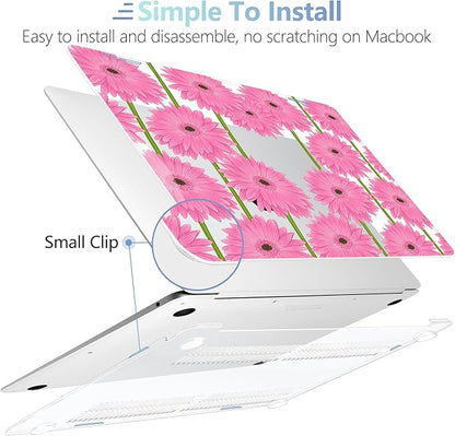 MEEgoodo for MacBook Air 13 inch Case 2021 2020 2019 2018 Released A2337 M1 A2179 A1932 with Touch ID, Plastic Hard Shell & Keyboard Cover Compatible with MacBook Air Case 13.3,Pink Gerbera Flower