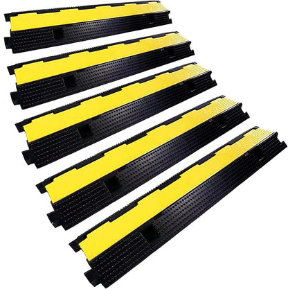 YONSHENG Rubber Cable Ramp Cord Cover Cable Protector Ramps Wire Hose Protective 1 Channel 22000Lbs Load Capacity Traffic Speed Bump for Asphalt Concrete Gravel Driveway Indoor Outdoor, 5 Pack