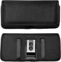 Nylon Cellphone Holster for iPhone 11 Pro Max, XS Max,8/7 Plus, Samsung Galaxy s22,S23,S24 TCL 40 xe, ion x, ion v - Horizontal Case Canvas Waist Carrying Pouch with Belt Clip/Loops, Black