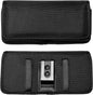 Nylon Cell Phone Holster for Google Pixel 5, Alcatel Insight, Tetra, Verso, Samsung Galaxy S10e, J3, LG Aristo 3/2 - Horizontal Case Canvas Waist Carrying Pouch with Belt Clip/Loops, Black