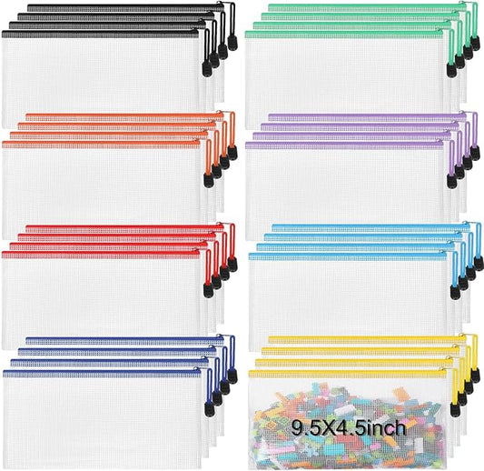 Jetec 32 Pcs Mesh Zipper Bags Bikini Organizer,Sweet Color,9.5 x 4.5 Inch