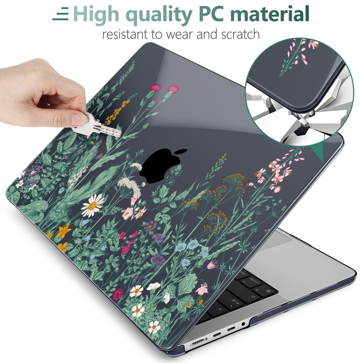 DONGKE Compatible with MacBook Pro 16 Inch Case (2026-2021 Release, M5 M4 M3 M2 M1 Pro/Max Chip), Plastic Hard Shell Cover with Keyboard Cover & Screen Protector for MacBook Pro 16", Garden Florals