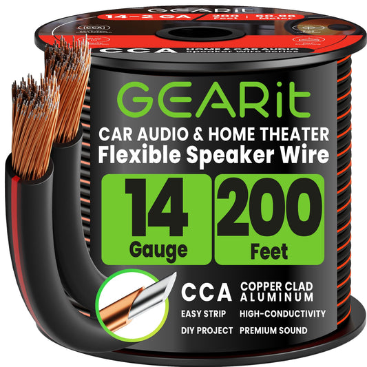 GEARit 14 Gauge Speaker Wire 100FT,14/2 Speaker Cable for Home & Car Audio